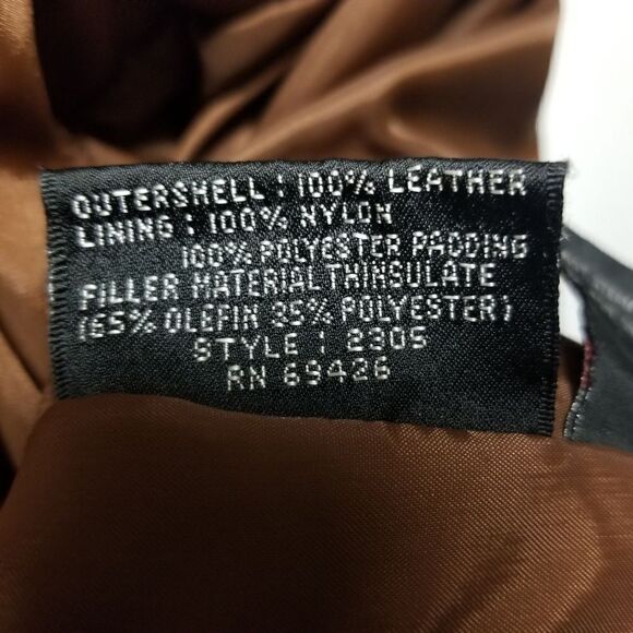 Vintage 90s y2k Adventure Bound Aviator Bomber Insulated Brown Leather Jacket Md - Picture 8 of 9